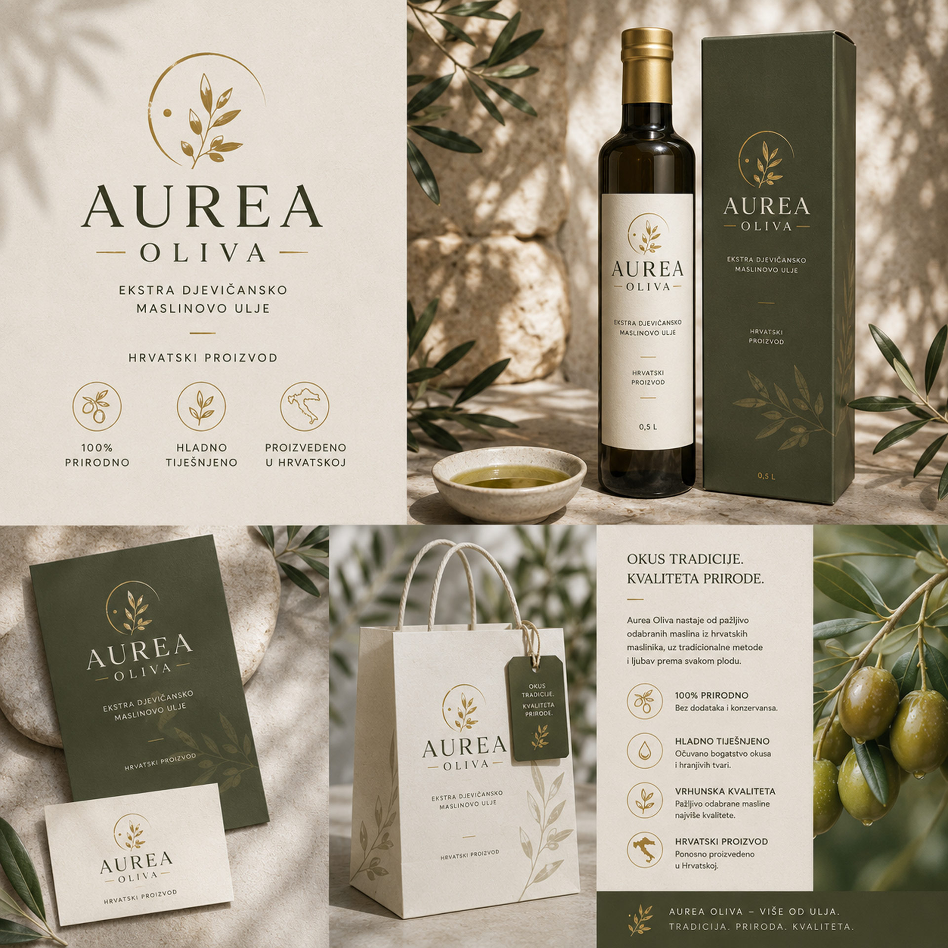 aurea-branding Vizualni identitet i dizajn ambalaže maslinovog ulja Aurea Oliva